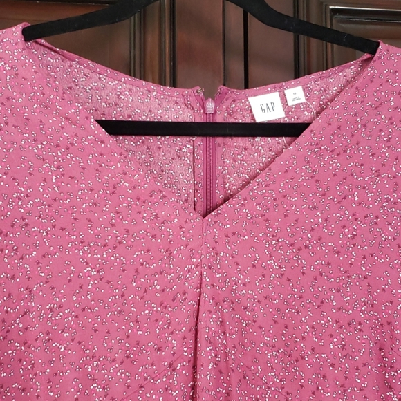 Gap dark pink print s/s midi dress with v-neck - Picture 3 of 7